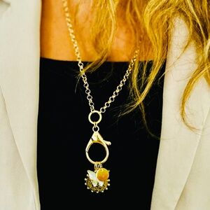 Boho Butterfly charm necklace, 18K gold plated long necklace, coin charm pendant